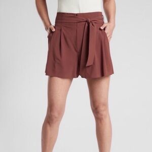 Athleta Women's Brown Tie-Waist Shorts, Skyline Short II, Size 0, Travel Shorts